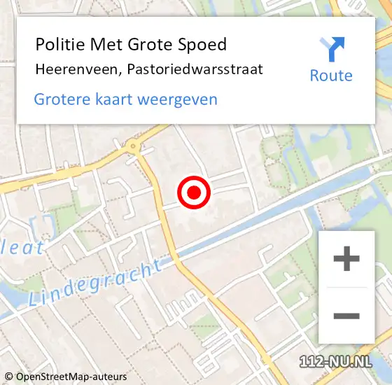 Locatie op kaart van de 112 melding: Politie Met Grote Spoed Naar Heerenveen, Pastoriedwarsstraat op 9 december 2023 14:29