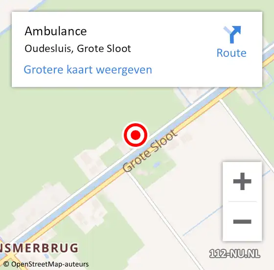 Locatie op kaart van de 112 melding: Ambulance Oudesluis, Grote Sloot op 9 december 2023 15:11