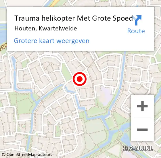 Locatie op kaart van de 112 melding: Trauma helikopter Met Grote Spoed Naar Houten, Kwartelweide op 9 december 2023 15:37