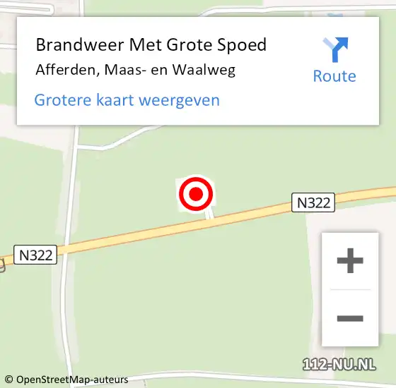 Locatie op kaart van de 112 melding: Brandweer Met Grote Spoed Naar Afferden, Maas- en Waalweg op 9 december 2023 15:59