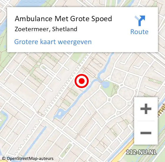 Locatie op kaart van de 112 melding: Ambulance Met Grote Spoed Naar Zoetermeer, Shetland op 9 december 2023 16:15