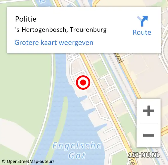 Locatie op kaart van de 112 melding: Politie 's-Hertogenbosch, Treurenburg op 9 december 2023 16:25