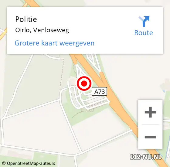 Locatie op kaart van de 112 melding: Politie Oirlo, Venloseweg op 9 december 2023 17:26