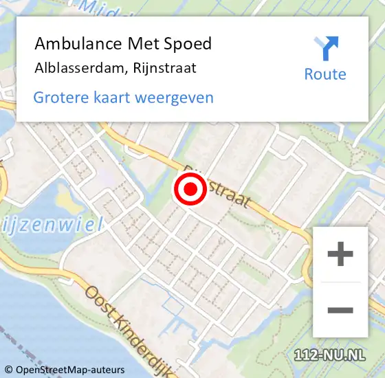 Locatie op kaart van de 112 melding: Ambulance Met Spoed Naar Alblasserdam, Rijnstraat op 9 december 2023 17:26