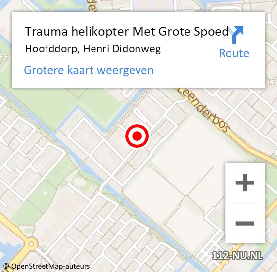 Locatie op kaart van de 112 melding: Trauma helikopter Met Grote Spoed Naar Hoofddorp, Henri Didonweg op 9 december 2023 17:44