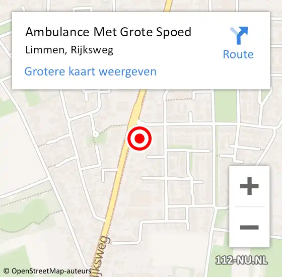 Locatie op kaart van de 112 melding: Ambulance Met Grote Spoed Naar Limmen, Rijksweg op 9 december 2023 19:13