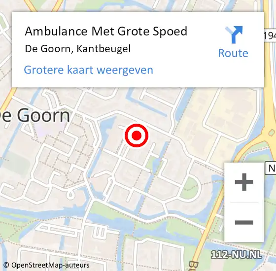 Locatie op kaart van de 112 melding: Ambulance Met Grote Spoed Naar De Goorn, Kantbeugel op 9 december 2023 19:30