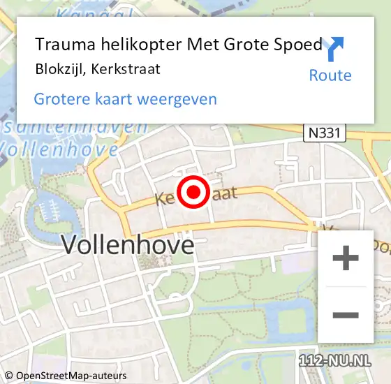 Locatie op kaart van de 112 melding: Trauma helikopter Met Grote Spoed Naar Blokzijl, Kerkstraat op 9 december 2023 21:03