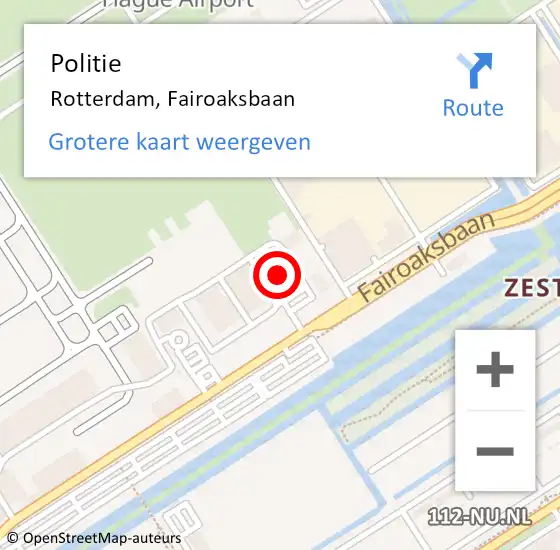 Locatie op kaart van de 112 melding: Politie Rotterdam, Fairoaksbaan op 9 december 2023 21:58