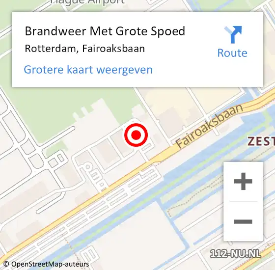 Locatie op kaart van de 112 melding: Brandweer Met Grote Spoed Naar Rotterdam, Fairoaksbaan op 9 december 2023 21:59