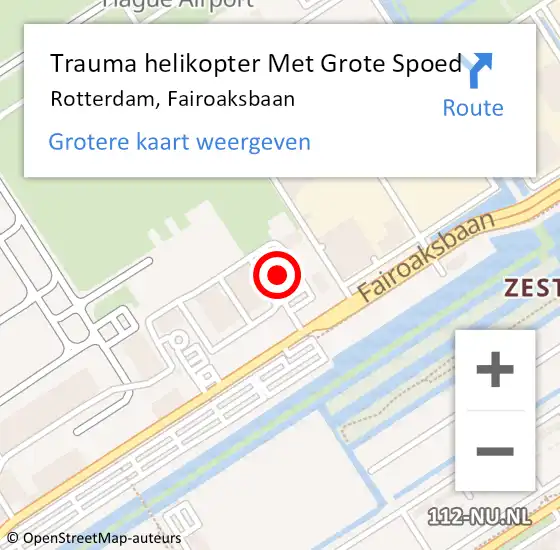 Locatie op kaart van de 112 melding: Trauma helikopter Met Grote Spoed Naar Rotterdam, Fairoaksbaan op 9 december 2023 21:59