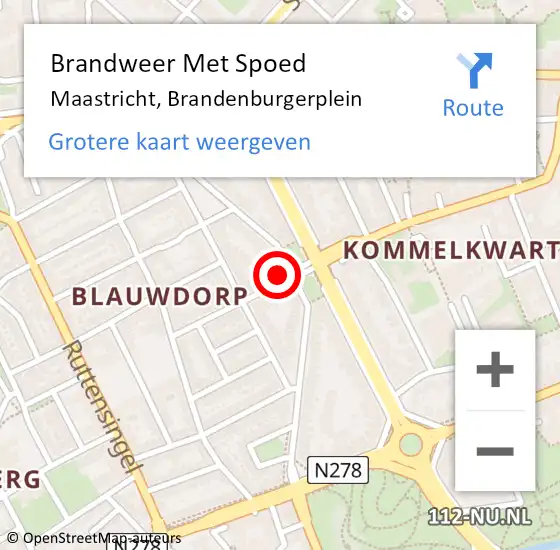Locatie op kaart van de 112 melding: Brandweer Met Spoed Naar Maastricht, Brandenburgerplein op 9 december 2023 22:55