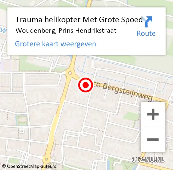 Locatie op kaart van de 112 melding: Trauma helikopter Met Grote Spoed Naar Woudenberg, Prins Hendrikstraat op 9 december 2023 23:13
