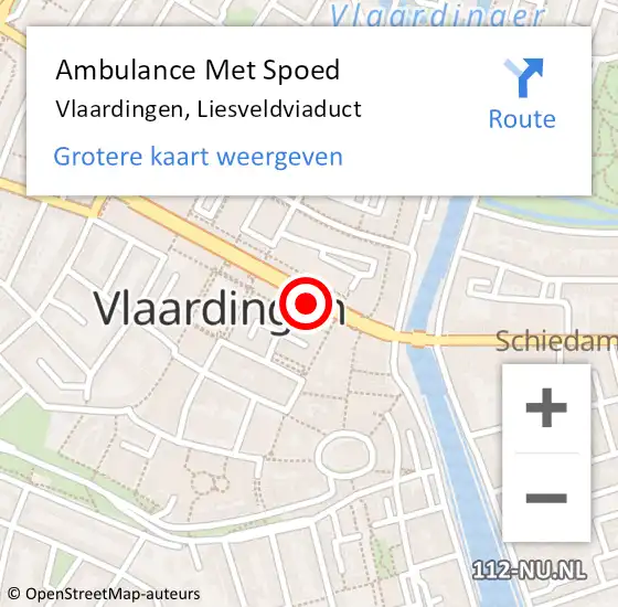 Locatie op kaart van de 112 melding: Ambulance Met Spoed Naar Vlaardingen, Liesveldviaduct op 10 december 2023 00:17
