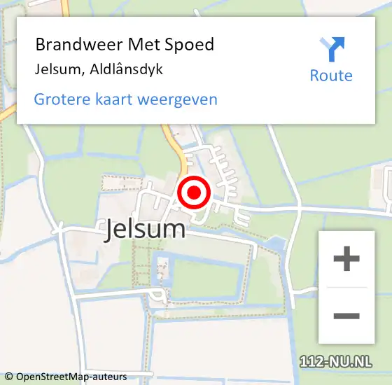 Locatie op kaart van de 112 melding: Brandweer Met Spoed Naar Jelsum, Aldlânsdyk op 10 december 2023 01:04