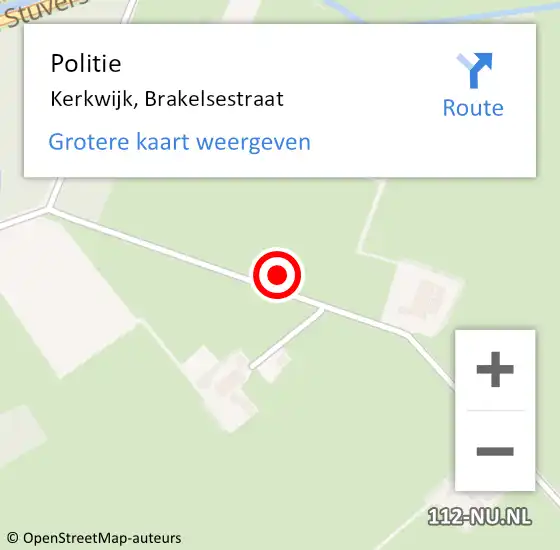 Locatie op kaart van de 112 melding: Politie Kerkwijk, Brakelsestraat op 10 december 2023 02:23