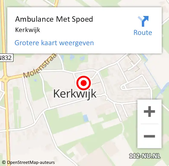 Locatie op kaart van de 112 melding: Ambulance Met Spoed Naar Kerkwijk op 10 december 2023 02:24