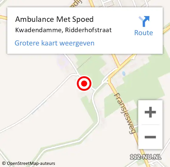 Locatie op kaart van de 112 melding: Ambulance Met Spoed Naar Kwadendamme, Ridderhofstraat op 18 september 2014 03:49