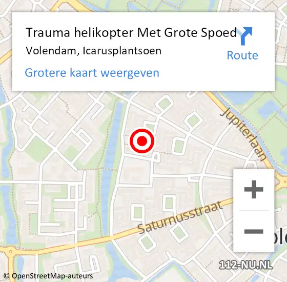 Locatie op kaart van de 112 melding: Trauma helikopter Met Grote Spoed Naar Volendam, Icarusplantsoen op 10 december 2023 03:58