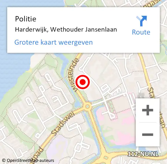Locatie op kaart van de 112 melding: Politie Harderwijk, Wethouder Jansenlaan op 10 december 2023 04:42