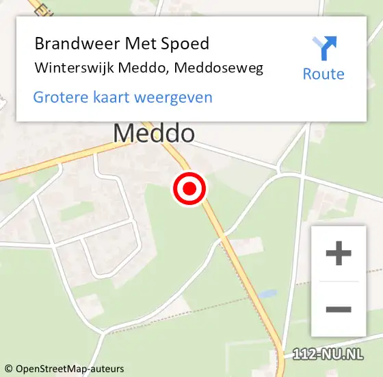 Locatie op kaart van de 112 melding: Brandweer Met Spoed Naar Winterswijk Meddo, Meddoseweg op 10 december 2023 05:41