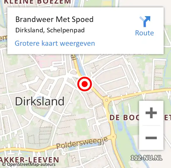 Locatie op kaart van de 112 melding: Brandweer Met Spoed Naar Dirksland, Schelpenpad op 10 december 2023 06:25