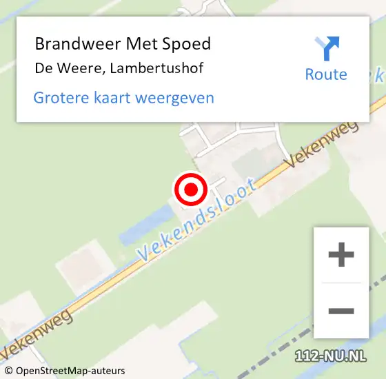 Locatie op kaart van de 112 melding: Brandweer Met Spoed Naar De Weere, Lambertushof op 10 december 2023 06:45