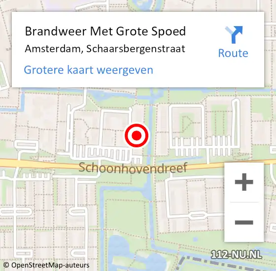 Locatie op kaart van de 112 melding: Brandweer Met Grote Spoed Naar Amsterdam, Schaarsbergenstraat op 10 december 2023 06:49