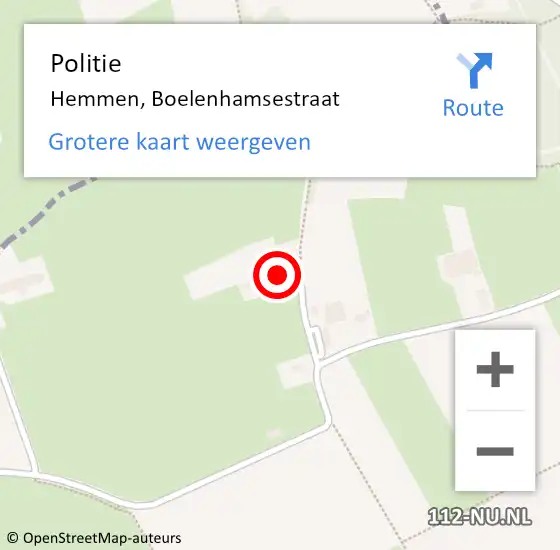 Locatie op kaart van de 112 melding: Politie Hemmen, Boelenhamsestraat op 10 december 2023 11:09