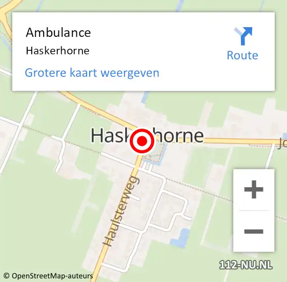 Locatie op kaart van de 112 melding: Ambulance Haskerhorne op 10 december 2023 11:11