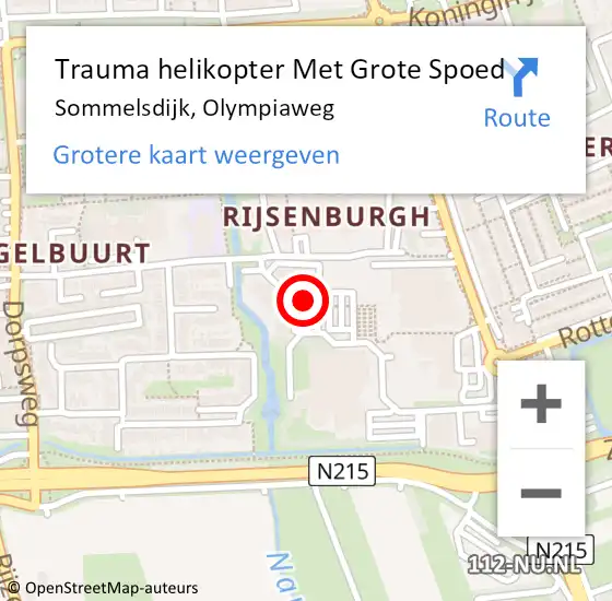 Locatie op kaart van de 112 melding: Trauma helikopter Met Grote Spoed Naar Sommelsdijk, Olympiaweg op 10 december 2023 11:16