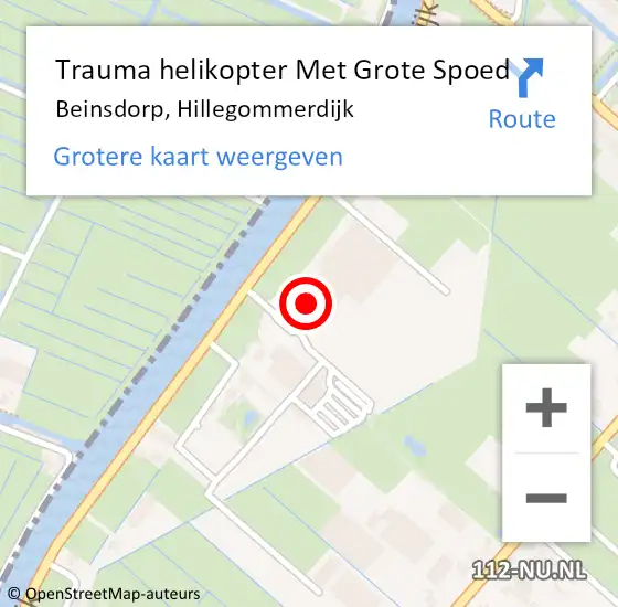 Locatie op kaart van de 112 melding: Trauma helikopter Met Grote Spoed Naar Beinsdorp, Hillegommerdijk op 10 december 2023 11:20