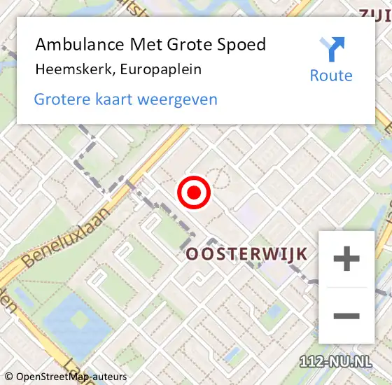 Locatie op kaart van de 112 melding: Ambulance Met Grote Spoed Naar Heemskerk, Europaplein op 10 december 2023 11:58
