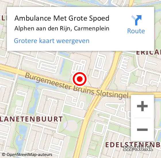 Locatie op kaart van de 112 melding: Ambulance Met Grote Spoed Naar Alphen aan den Rijn, Carmenplein op 10 december 2023 12:29