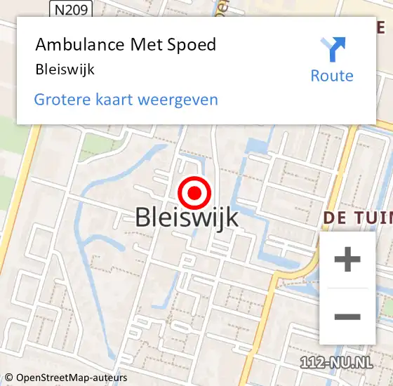 Locatie op kaart van de 112 melding: Ambulance Met Spoed Naar Bleiswijk op 10 december 2023 14:08