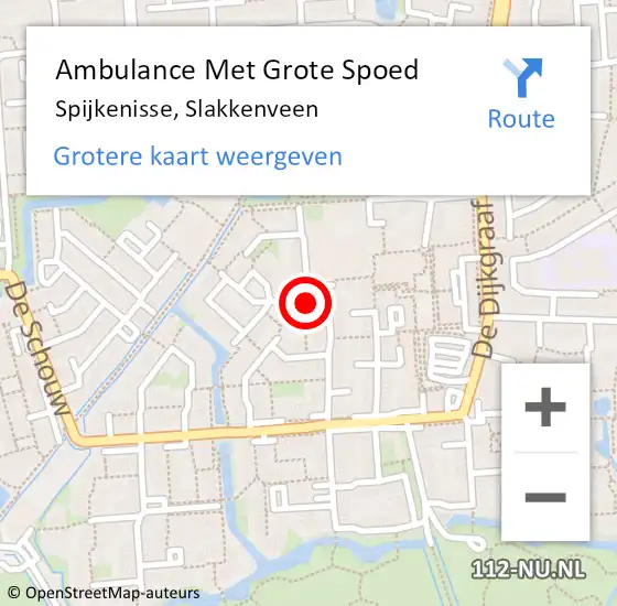 Locatie op kaart van de 112 melding: Ambulance Met Grote Spoed Naar Spijkenisse, Slakkenveen op 10 december 2023 14:57