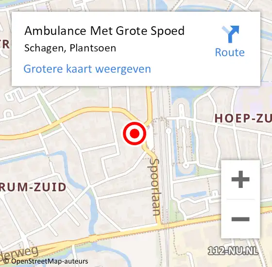 Locatie op kaart van de 112 melding: Ambulance Met Grote Spoed Naar Schagen, Plantsoen op 10 december 2023 15:55