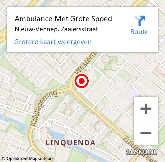 Locatie op kaart van de 112 melding: Ambulance Met Grote Spoed Naar Nieuw-Vennep, Zaaiersstraat op 10 december 2023 16:59