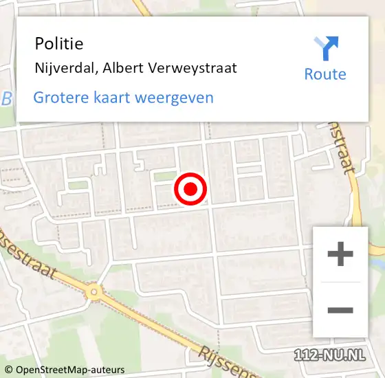 Locatie op kaart van de 112 melding: Politie Nijverdal, Albert Verweystraat op 10 december 2023 17:29