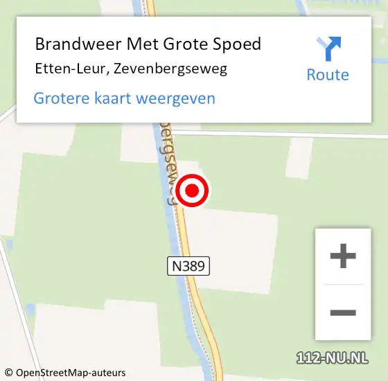 Locatie op kaart van de 112 melding: Brandweer Met Grote Spoed Naar Etten-Leur, Zevenbergseweg op 10 december 2023 17:49