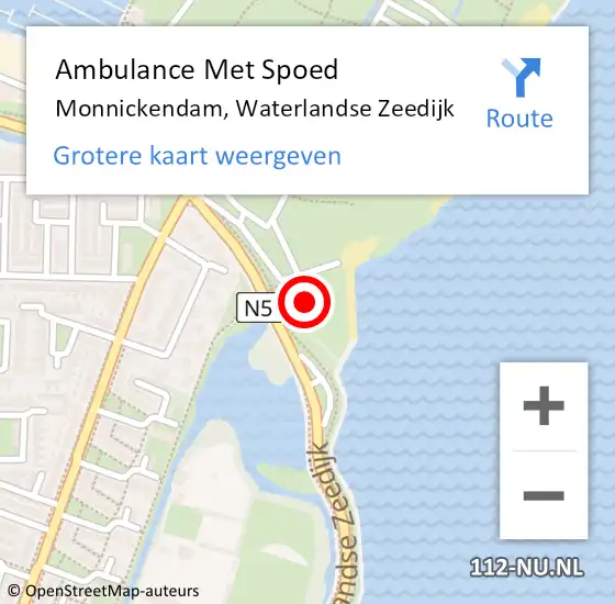 Locatie op kaart van de 112 melding: Ambulance Met Spoed Naar Monnickendam, Waterlandse Zeedijk op 10 december 2023 17:51