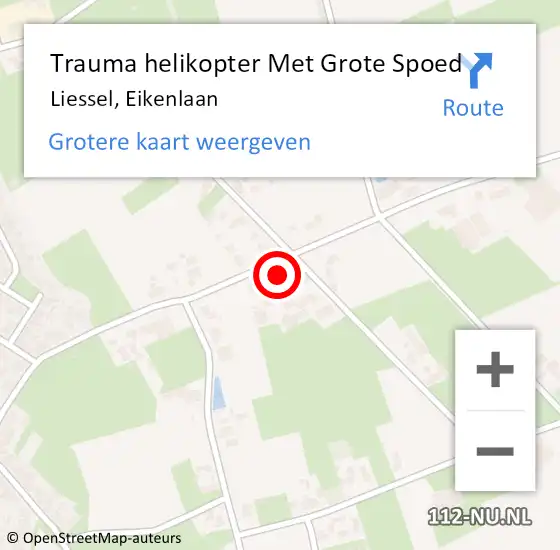Locatie op kaart van de 112 melding: Trauma helikopter Met Grote Spoed Naar Liessel, Eikenlaan op 10 december 2023 18:07