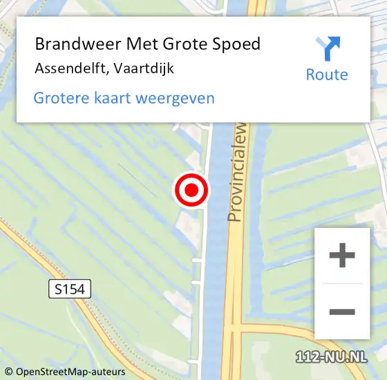 Locatie op kaart van de 112 melding: Brandweer Met Grote Spoed Naar Assendelft, Vaartdijk op 10 december 2023 18:10