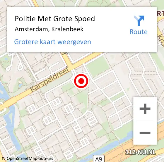 Locatie op kaart van de 112 melding: Politie Met Grote Spoed Naar Amsterdam, Kralenbeek op 10 december 2023 18:31