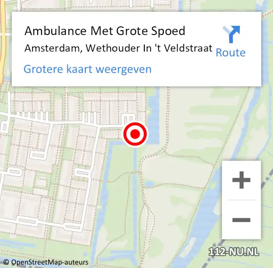 Locatie op kaart van de 112 melding: Ambulance Met Grote Spoed Naar Amsterdam, Wethouder In 't Veldstraat op 10 december 2023 20:41