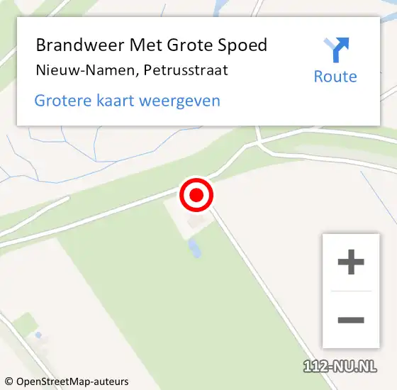 Locatie op kaart van de 112 melding: Brandweer Met Grote Spoed Naar Nieuw-Namen, Petrusstraat op 10 december 2023 21:34