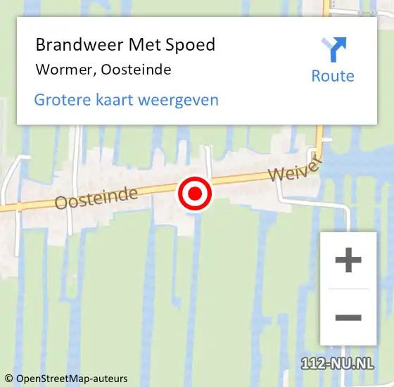 Locatie op kaart van de 112 melding: Brandweer Met Spoed Naar Wormer, Oosteinde op 10 december 2023 21:55