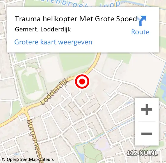 Locatie op kaart van de 112 melding: Trauma helikopter Met Grote Spoed Naar Gemert, Lodderdijk op 10 december 2023 21:59