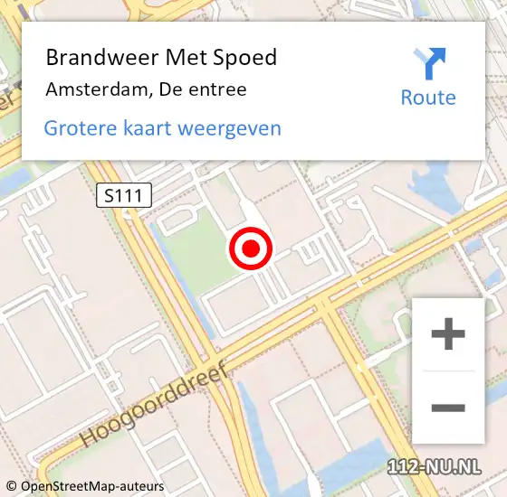 Locatie op kaart van de 112 melding: Brandweer Met Spoed Naar Amsterdam, De entree op 10 december 2023 22:04
