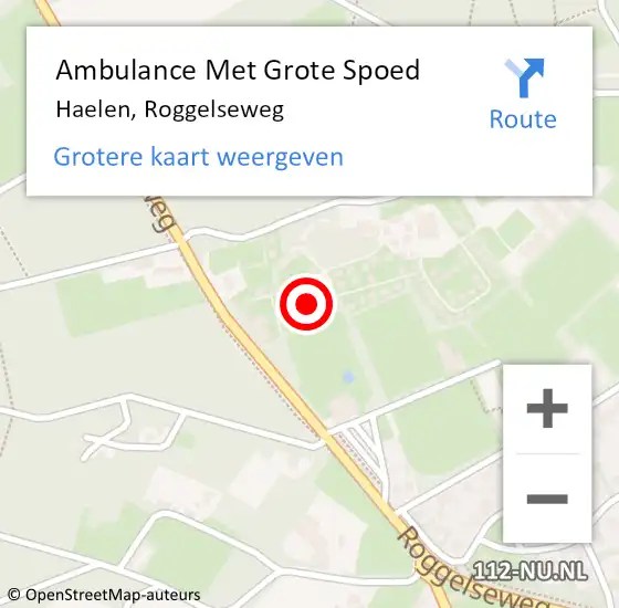 Locatie op kaart van de 112 melding: Ambulance Met Grote Spoed Naar Haelen, Roggelseweg op 10 december 2023 22:34